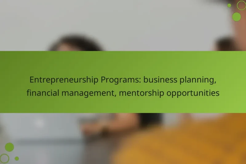 Entrepreneurship Programs: business planning, financial management, mentorship opportunities