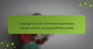 Language Courses: immersive experiences, cultural context, varying proficiency levels