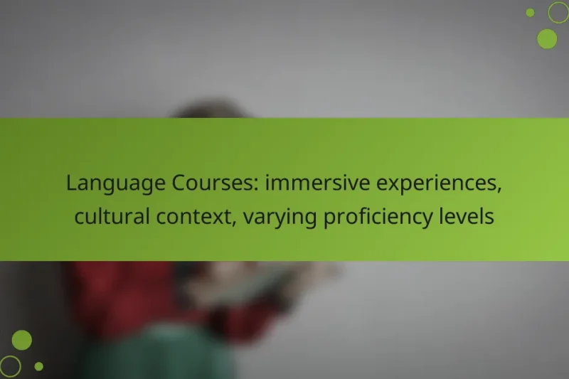 Language Courses: immersive experiences, cultural context, varying proficiency levels