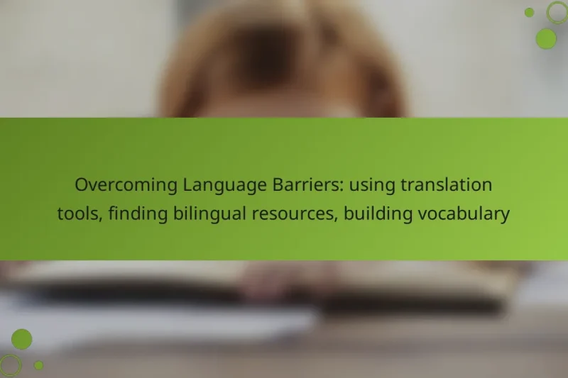 Overcoming Language Barriers: using translation tools, finding bilingual resources, building vocabulary