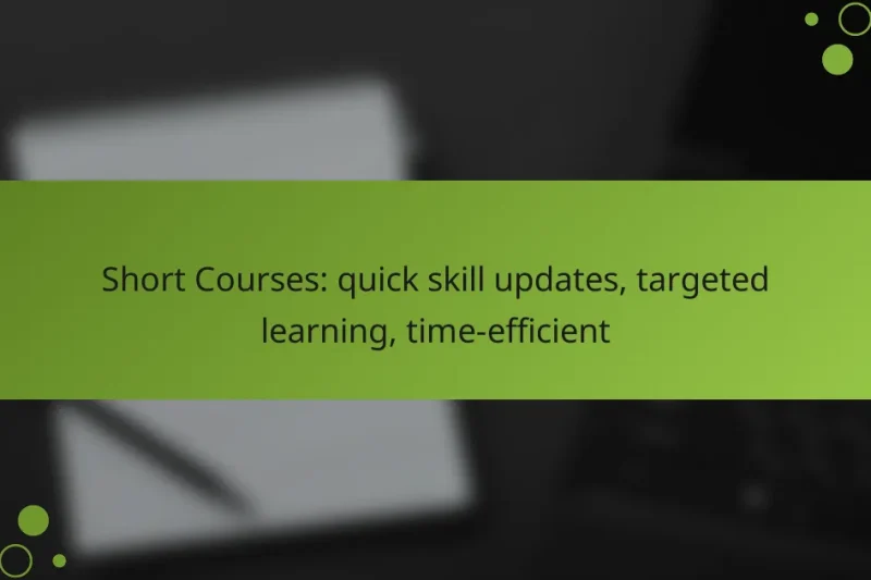 Short Courses: quick skill updates, targeted learning, time-efficient