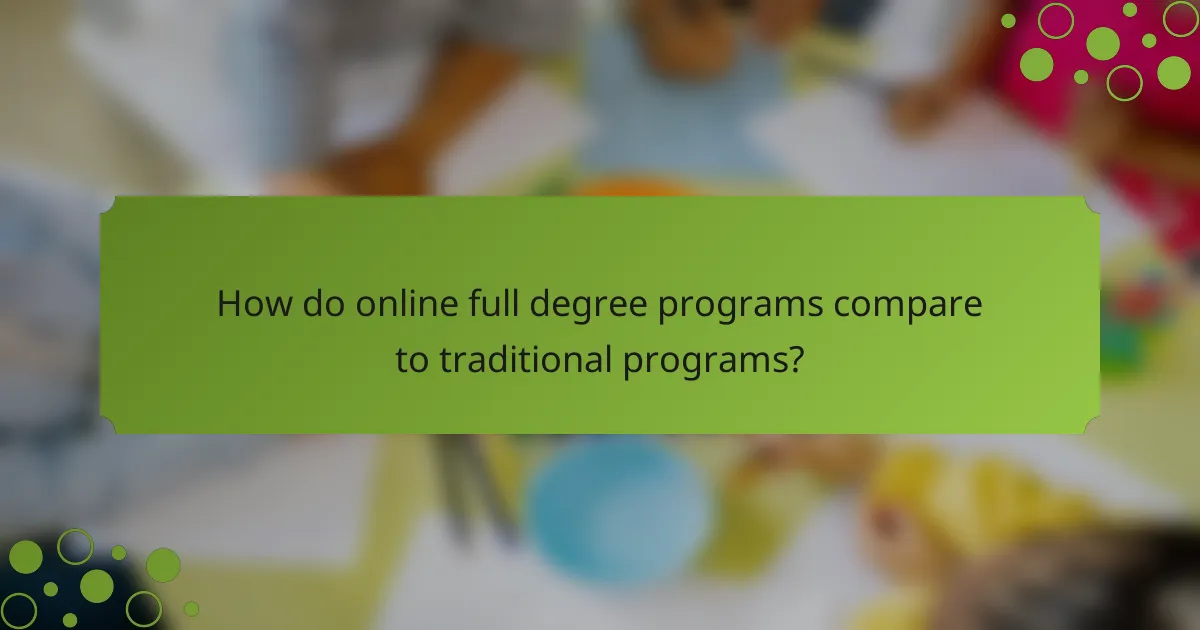 How do online full degree programs compare to traditional programs?